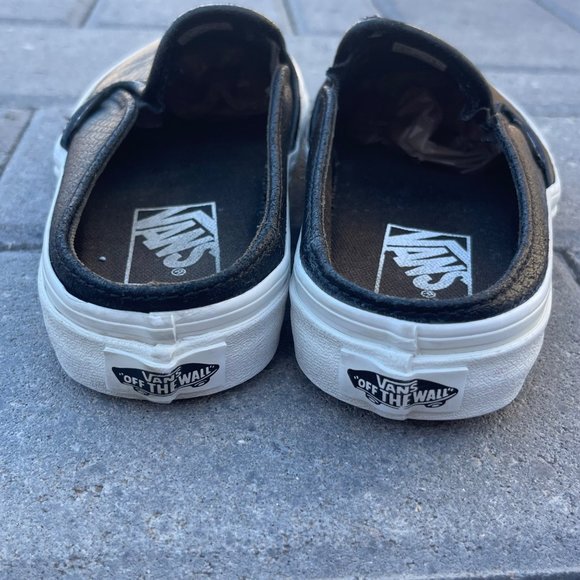 Vans Unisex W-5.5/M-4 Black Leather Snake Print Mules Casual Low Top Slip-Ons - Picture 3 of 7